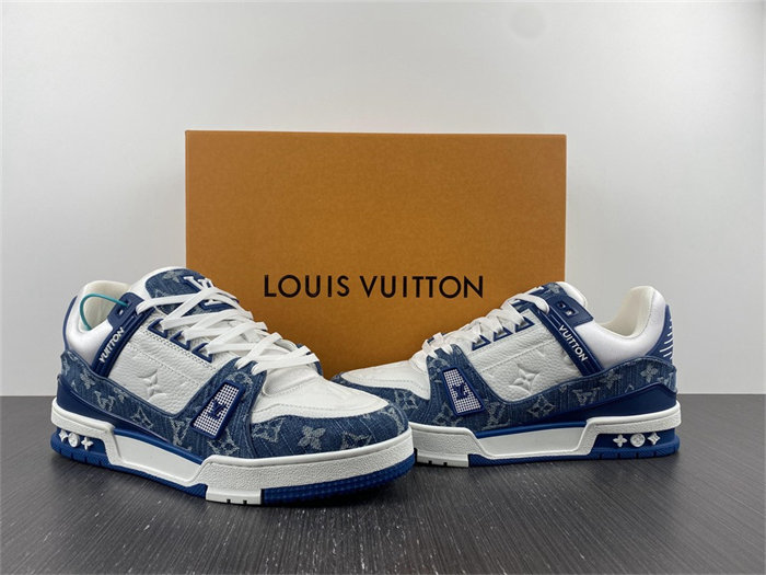 l**is V*t*n lv trainer monogram denim white blue 1a9jgn