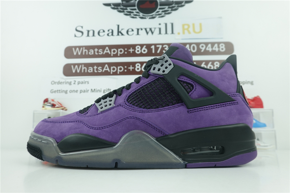 Travis Scott x Air Jordan 4 Purple (with transparency sole)