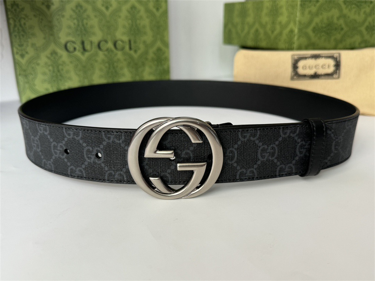 g*u*i black S*p*e canvas belt